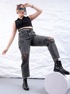 Women Straight Fit Mildly Distressed Pure Cotton Jeans