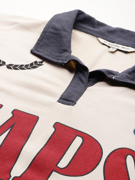 Collar Printed Sweatshirt