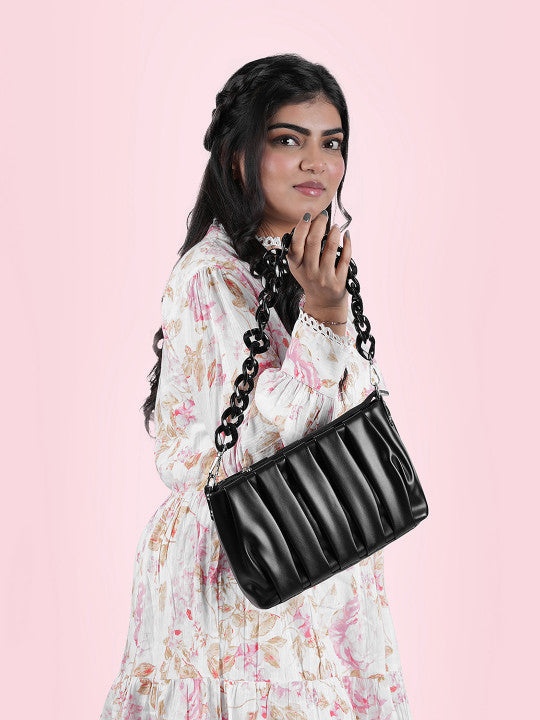 Striped Small Structured Shoulder Bag