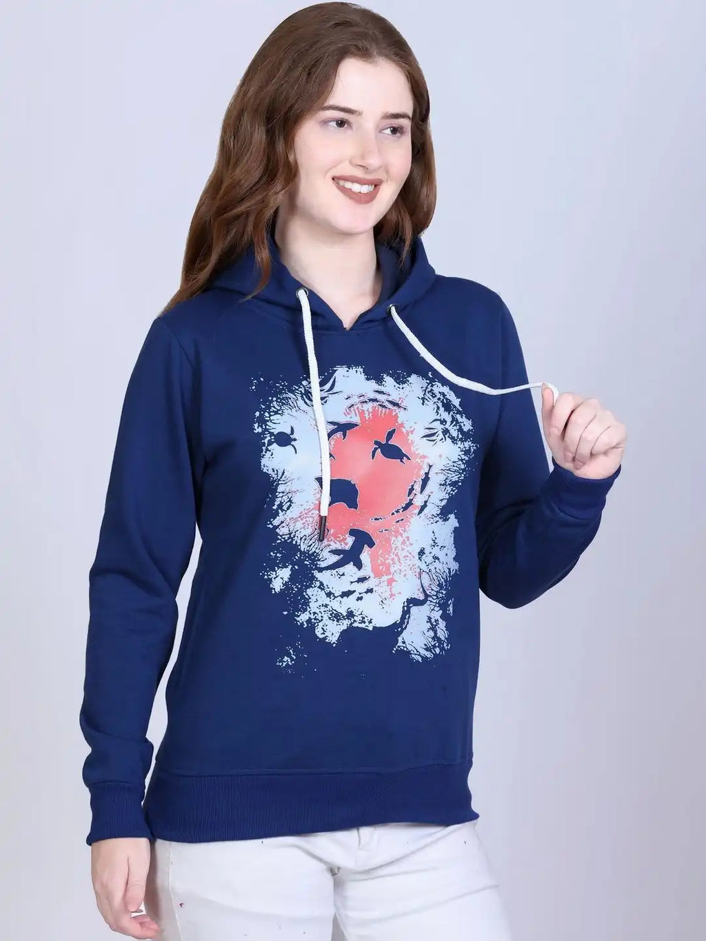 Women Printed Hooded Sweatshirt