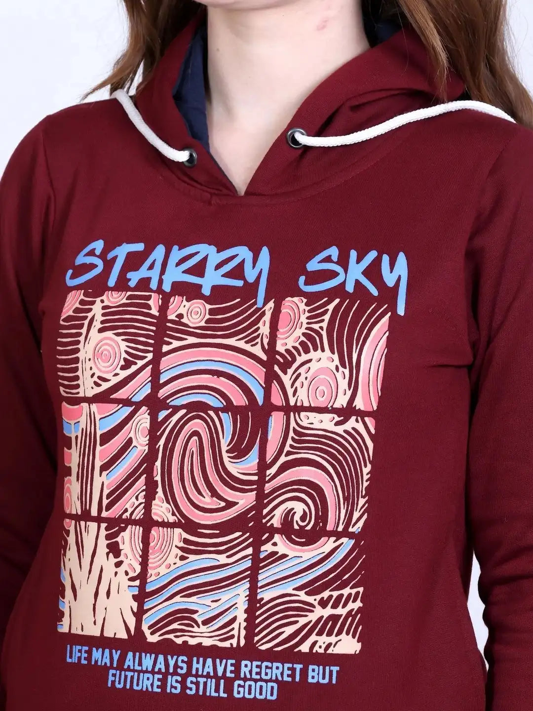 Women Printed Hooded Sweatshirt