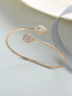 Women Rose Gold Brass Cubic Zirconia Rose Gold-Plated Kada Bracelet
