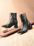 Women Black Lightweight Block Heel Casual Boots