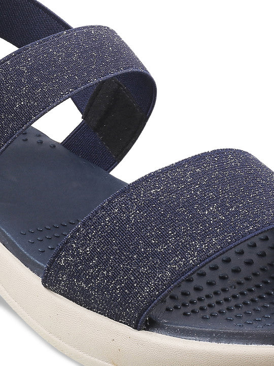 Women Blue Open Toe Comfort Heels Sandal