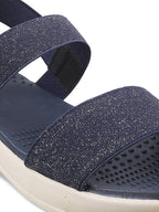 Women Blue Open Toe Comfort Heels Sandal