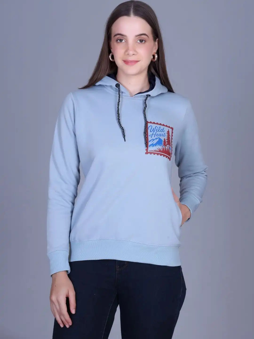 Women Printed Hooded Sweatshirt