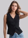 Sleeveless V-Neck Slim-Fit Formal Waistcoat