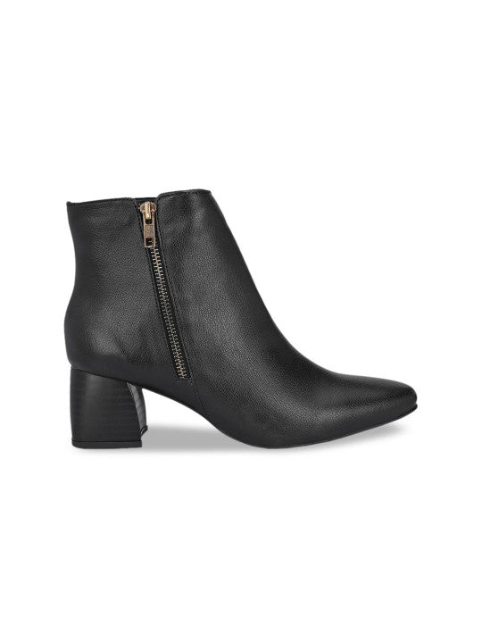 Black High-Top Block Heeled Boots