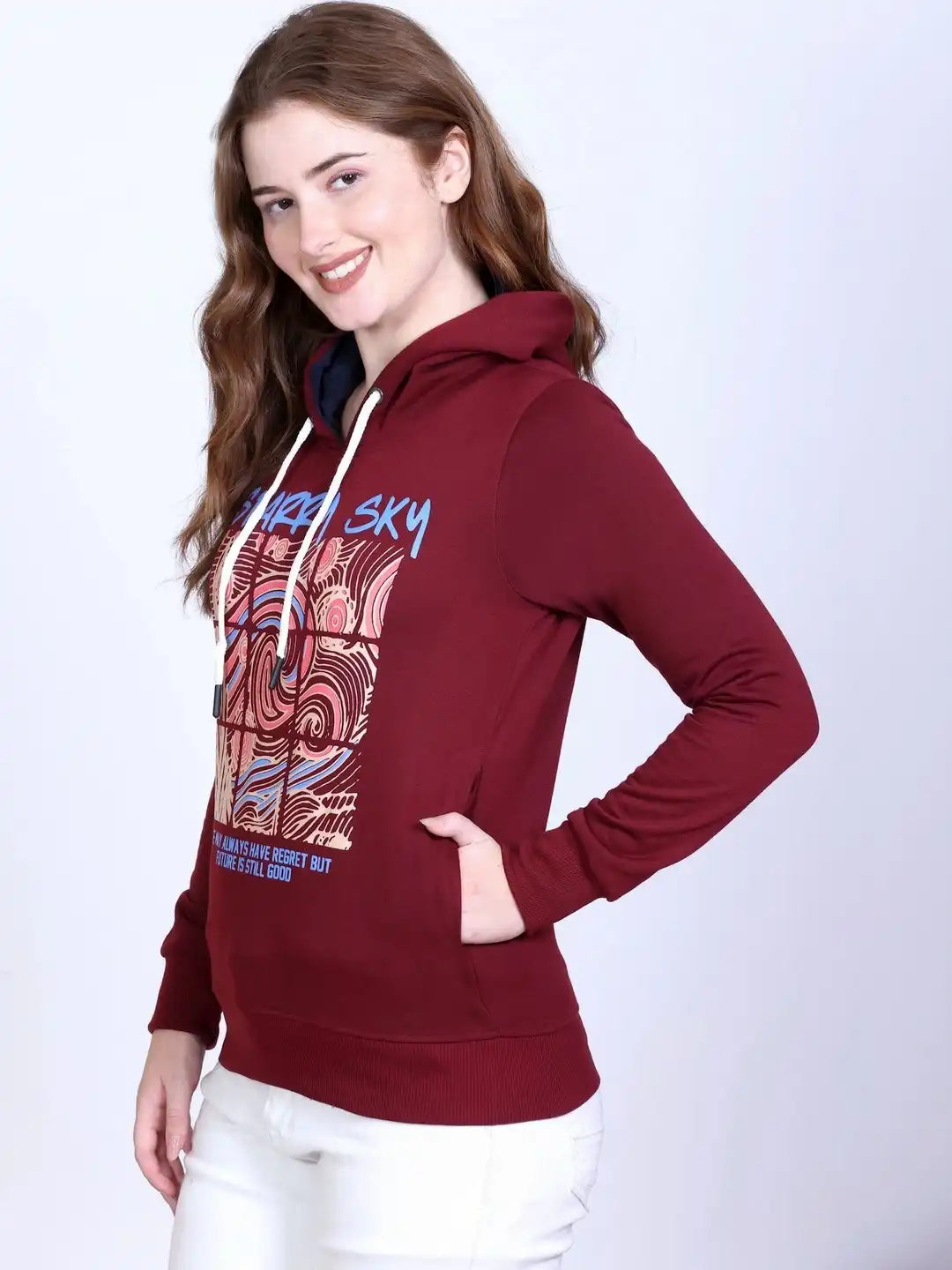 Women Printed Hooded Sweatshirt