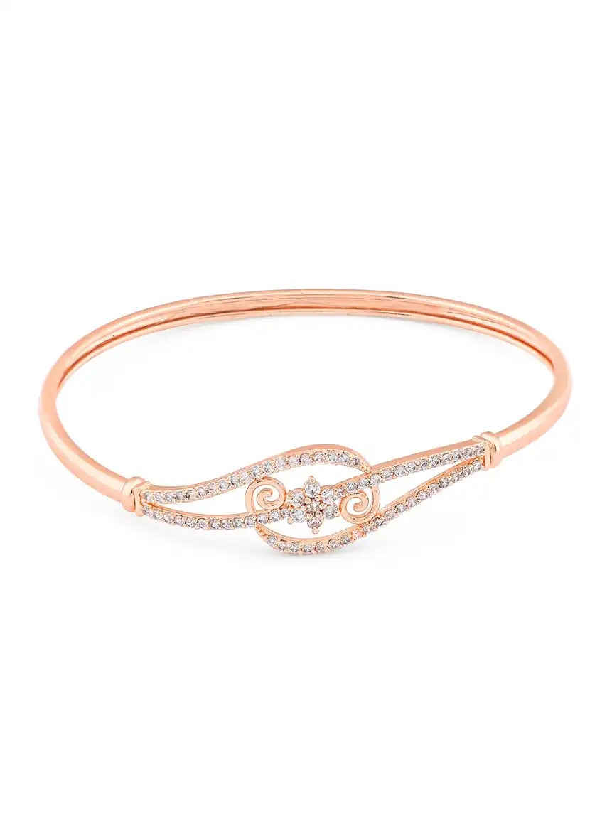 Women Rose Gold & White Brass Bracelet