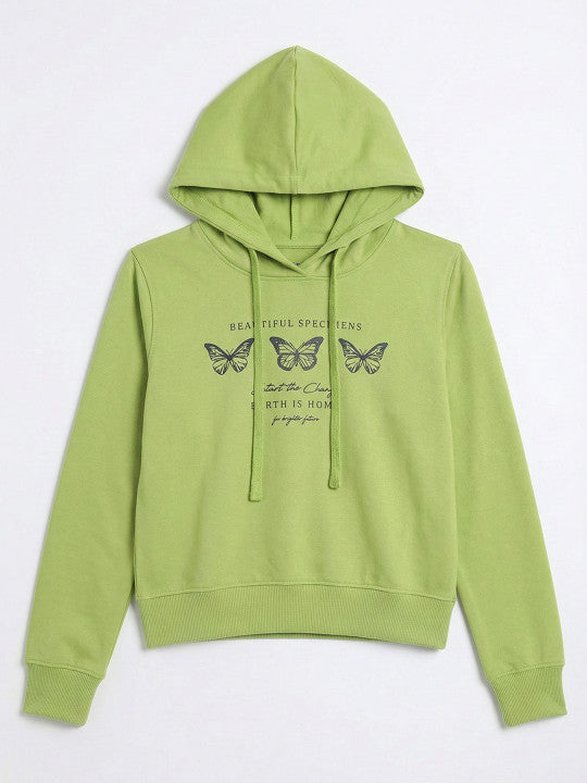 Women Printed Hooded Sweatshirt