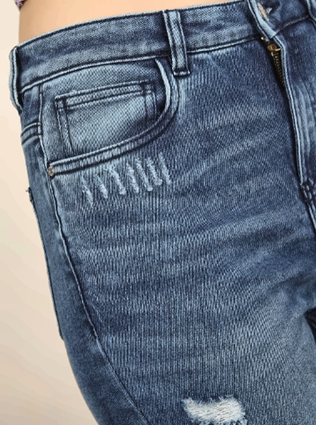 Women Straight Fit Mildly Distressed Cotton Jeans
