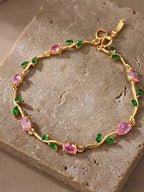 Women Brass Crystals Gold-Plated Link Bracelet