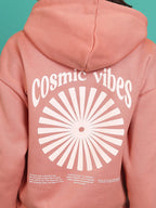 Orange Typography Printed Relaxed Fit Hooded Sweatshirt
