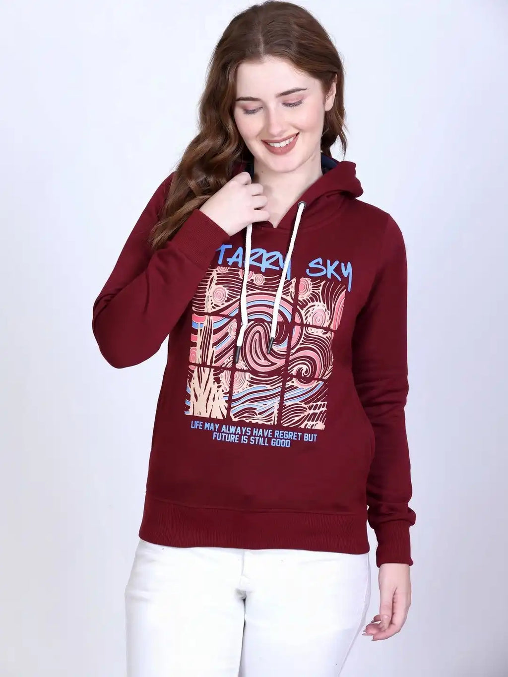 Women Printed Hooded Sweatshirt