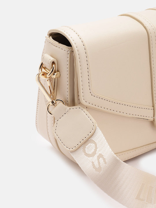 Leather Detachable Strap Structured Sling Bag