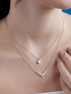 Silver-Plated Layered Crystal Necklace