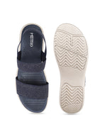 Women Blue Open Toe Comfort Heels Sandal