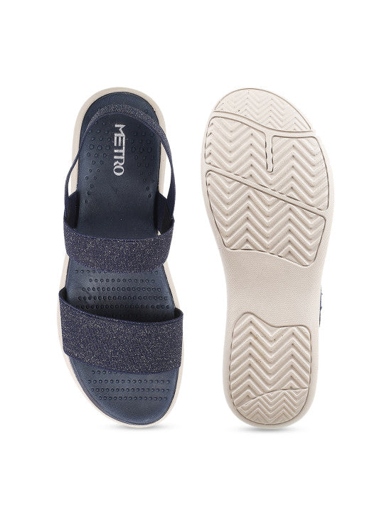 Women Blue Open Toe Comfort Heels Sandal