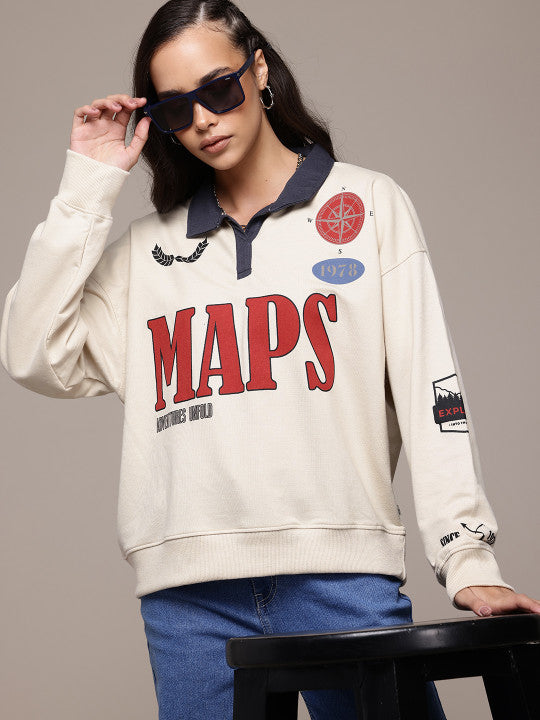 Collar Printed Sweatshirt