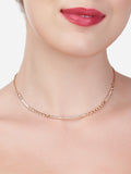 Brass Rose Gold-Plated Cubic Zirconia Necklace