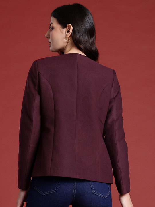 Single Breasted Mandarin Collar Regular Fit Blazer