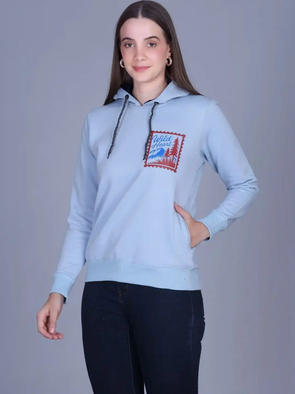 Women Printed Hooded Sweatshirt