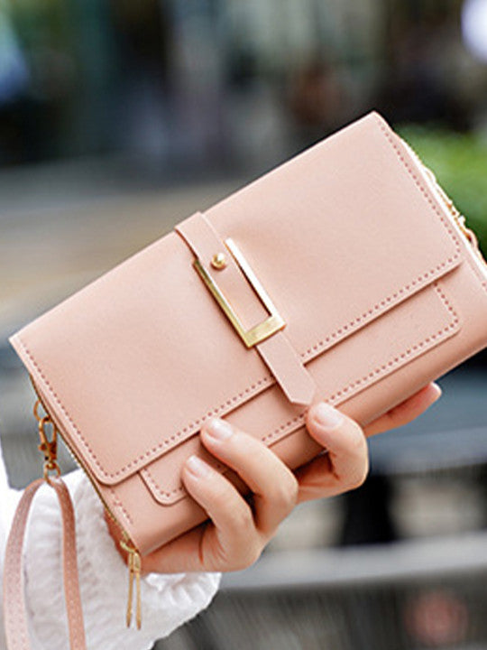 Solid PU Structured Sling Bag