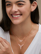 Rose Gold-Plated Stone Studded Layered Necklace