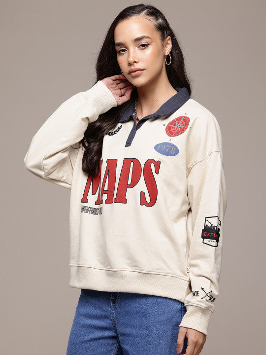 Collar Printed Sweatshirt