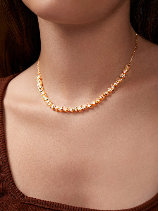 Gold-Plated Crystals Studded Necklace