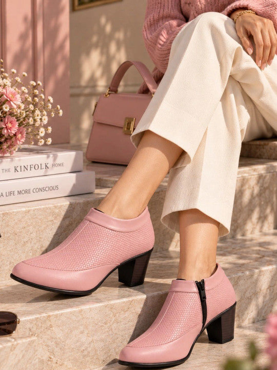 Women Textured Pointed Toe Regular Boots