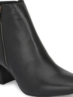 Black High-Top Block Heeled Boots