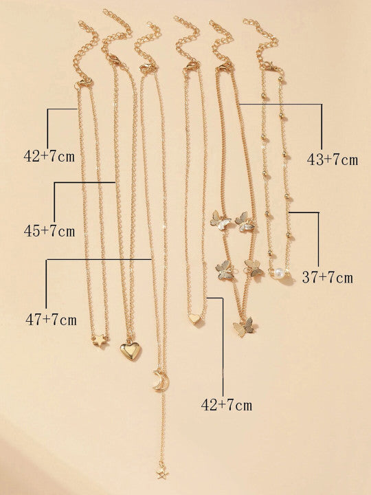 Set Of 6 Gold-Plated Necklace