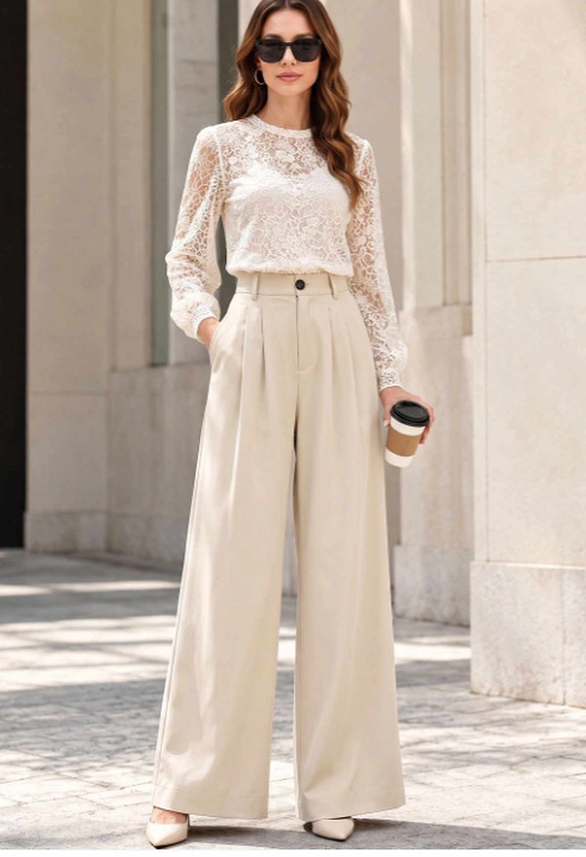 Women Textured Relaxed High-Rise Wrinkle Free Trousers