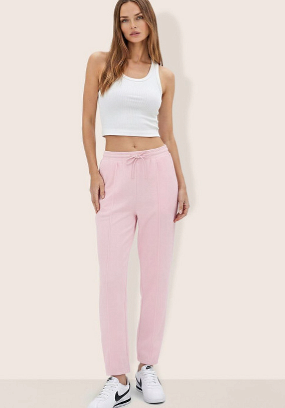 Women Flared Jogger Pintuck Detail Trousers