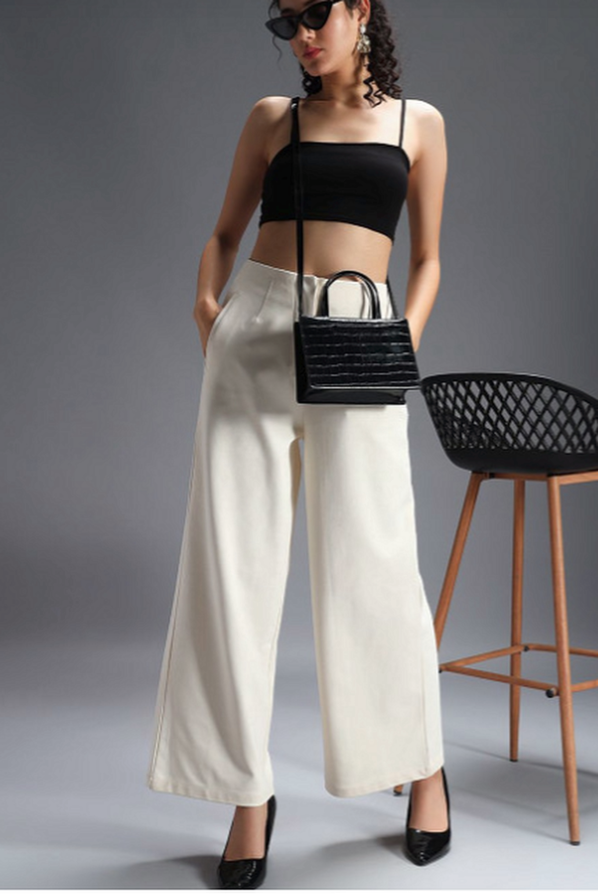 Women Relaxed Wide Leg High-Rise Trousers