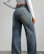 Women Jean Wide Leg High-Rise Heavy Fade Stretchable Jeans