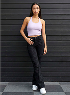 Women Black High-Rise Stretchable Cropped Bootcut Jeans