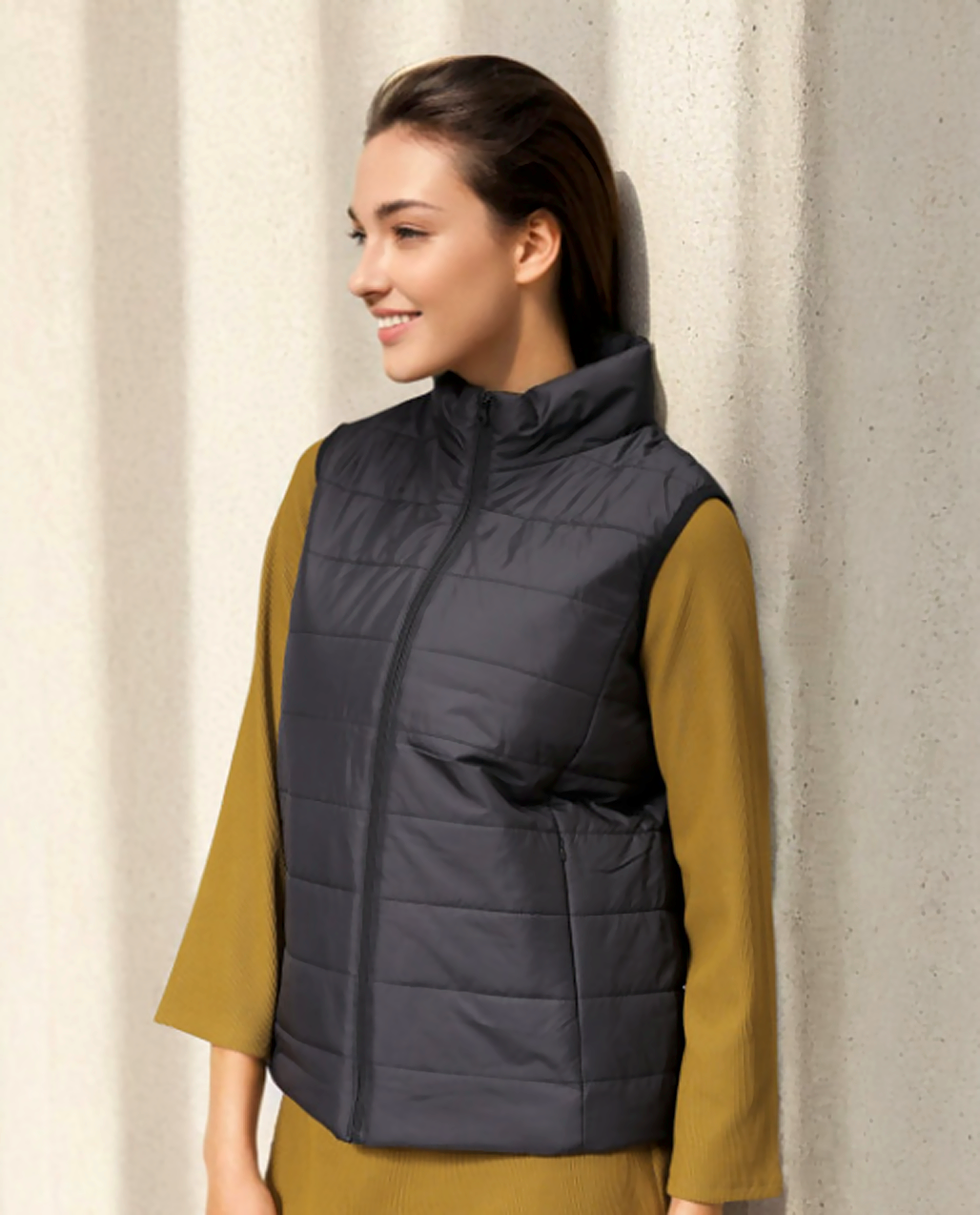 Women Mock Collar Solid Casual Padded Jacket