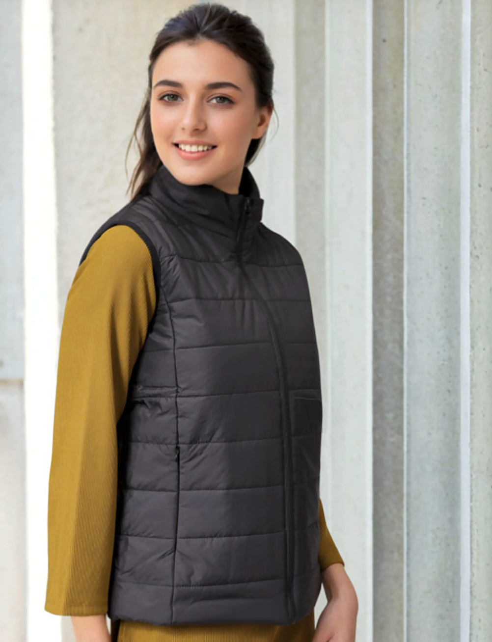 Women Mock Collar Solid Casual Padded Jacket