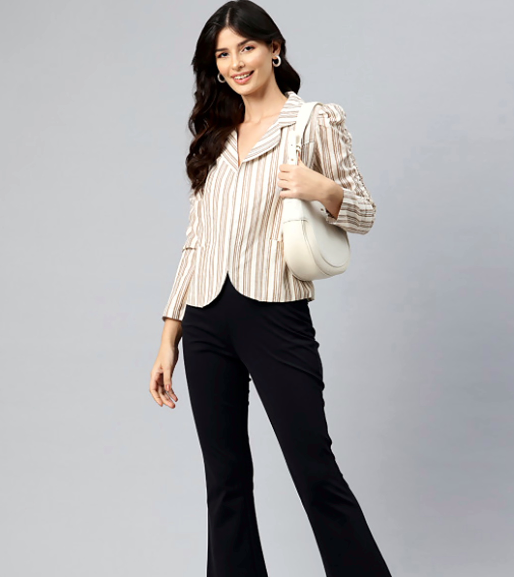 Striped Lightweight Open Front Jacket