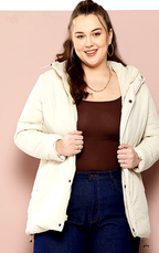 Plus Size Longline Hooded Padded Jacket