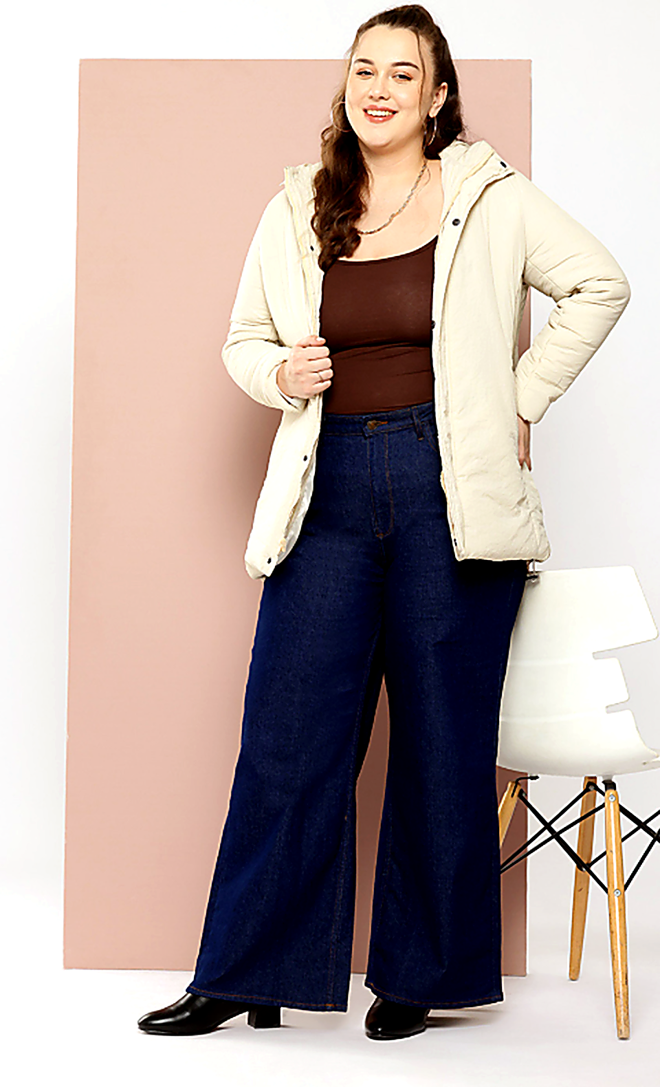 Plus Size Longline Hooded Padded Jacket
