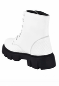 Women Textured Round Toe Lace-Ups Chunky Boots