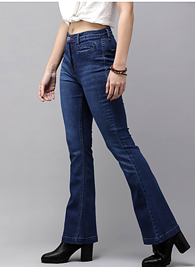 Women Blue Bootcut Light Fade Stretchable Jeans