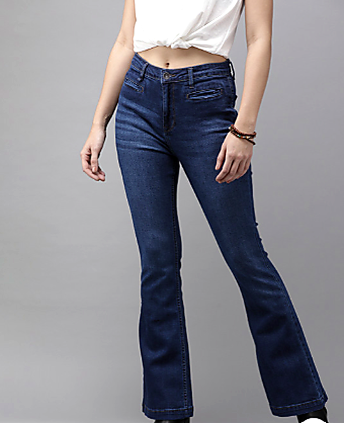 Women Blue Bootcut Light Fade Stretchable Jeans