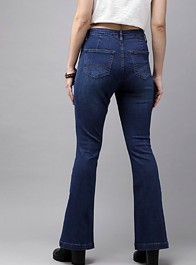 Women Blue Bootcut Light Fade Stretchable Jeans