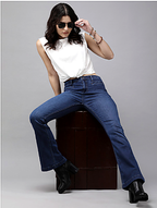 Women Blue Bootcut Light Fade Stretchable Jeans