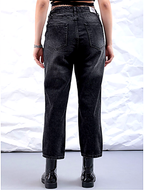 Women Straight Fit Slash Knee Pure Cotton Cropped Jeans